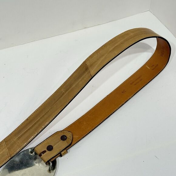 Vintage Western Tooled Leather Belt German Silver Horse Buckle Brown Size 34 - Picture 7 of 16